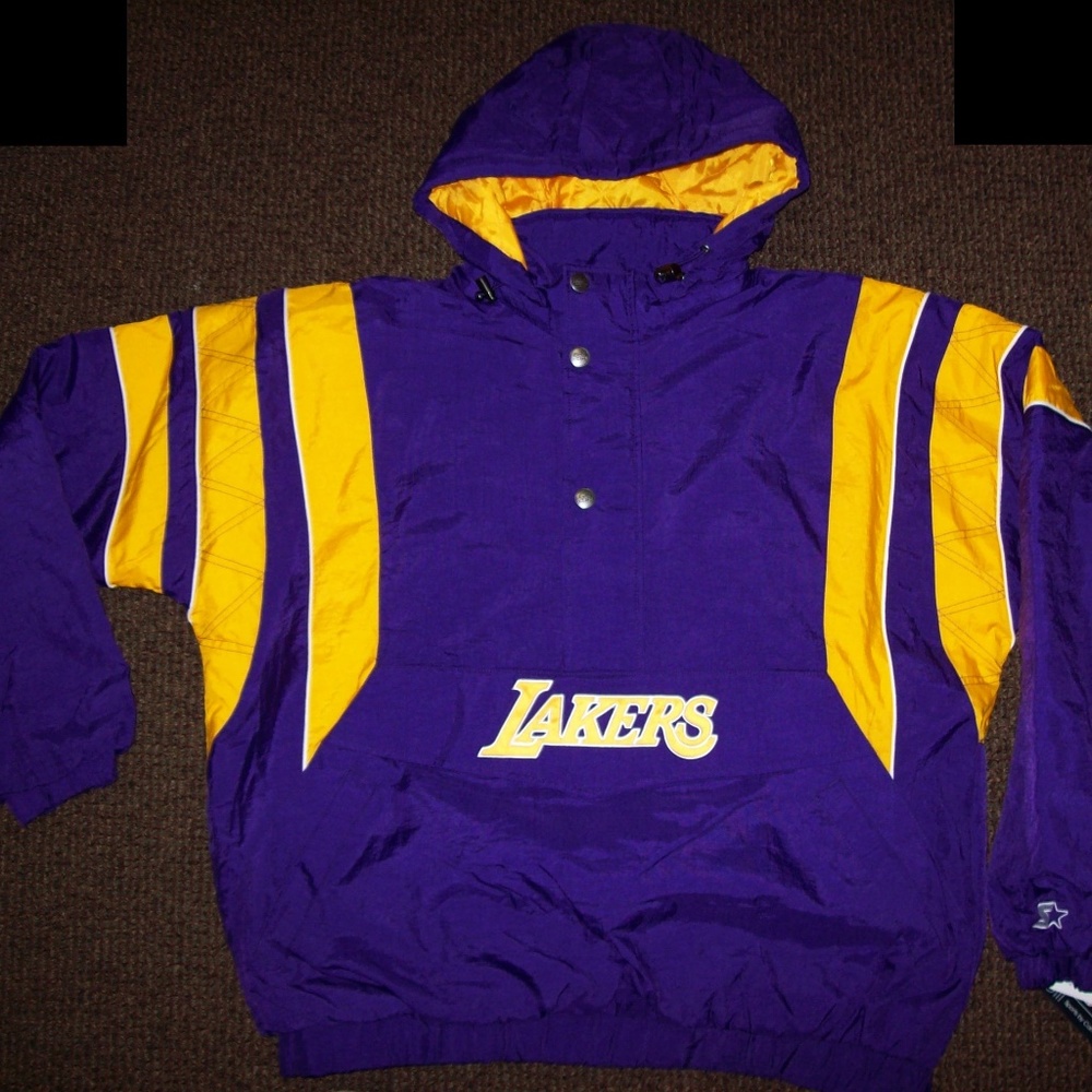 LOS ANGELES LAKERS Starter Half Zip Hooded Jacket SMALL_5